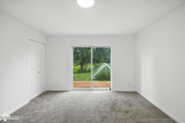 1250 W Josselin Ln, Palmer, AK 99645 - unfurnished bedroom featuring access to exterior, carpet flooring, and a closet