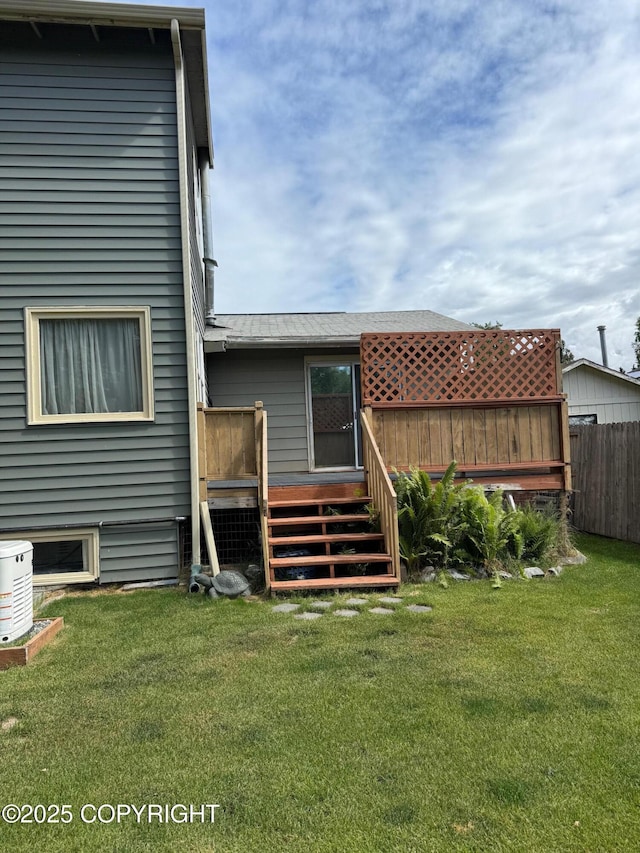 2090 Dimond Dr, Anchorage, AK 99507 - back of property featuring a wooden deck and stairway