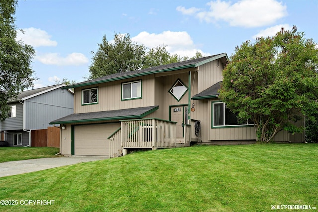 260 N Gloria St, Palmer, AK 99645 - view of front of home featuring an attached garage, concrete driveway, a front lawn, and a shingled roof