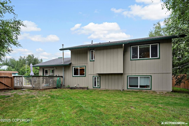 260 N Gloria St, Palmer, AK 99645 - rear view of house featuring a wooden deck and a yard