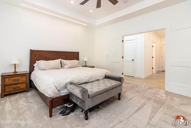 365 W Crestwood Ave, Wasilla, AK 99654 - bedroom featuring recessed lighting, ceiling fan, and light colored carpet