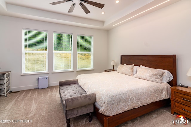 365 W Crestwood Ave, Wasilla, AK 99654 - carpeted bedroom with recessed lighting, a raised ceiling, and ceiling fan