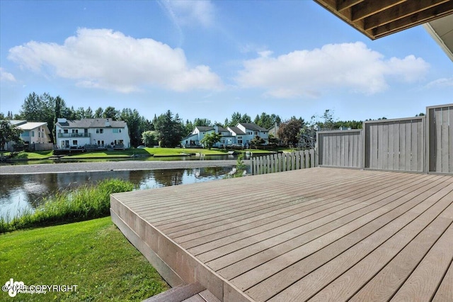 2350 Canary Ct, Anchorage, AK 99515 - deck featuring a water view, a residential view, and a lawn