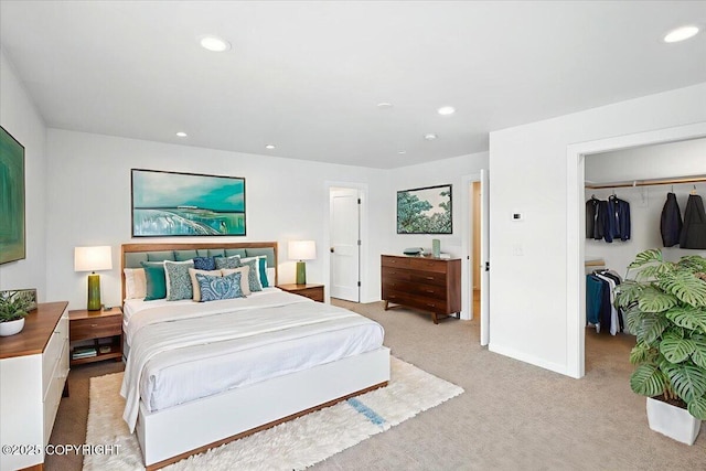 2350 Canary Ct, Anchorage, AK 99515 - bedroom featuring recessed lighting, light carpet, and a spacious closet