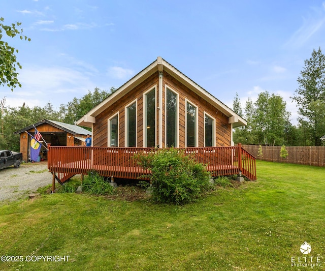 3021 N Arctic Fox Dr, Wasilla, AK 99654 - rear view of house with a wooden deck
