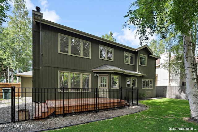 3561 Eastwind Dr, Anchorage, AK 99516 - rear view of house featuring a fenced backyard, a patio area, and a chimney
