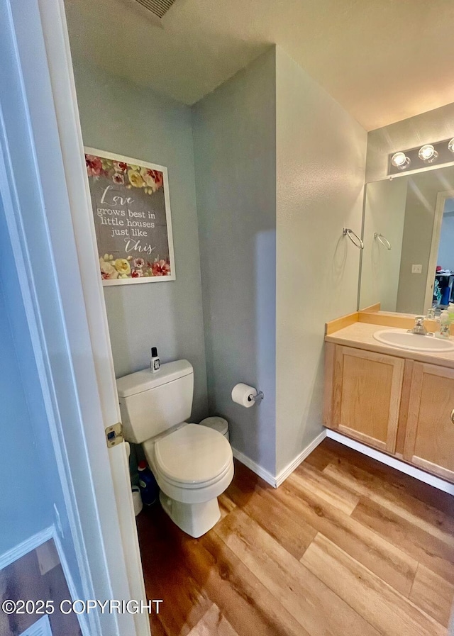 2711 N Woodfield Dr, Wasilla, AK 99654 - half bath with wood finished floors and vanity