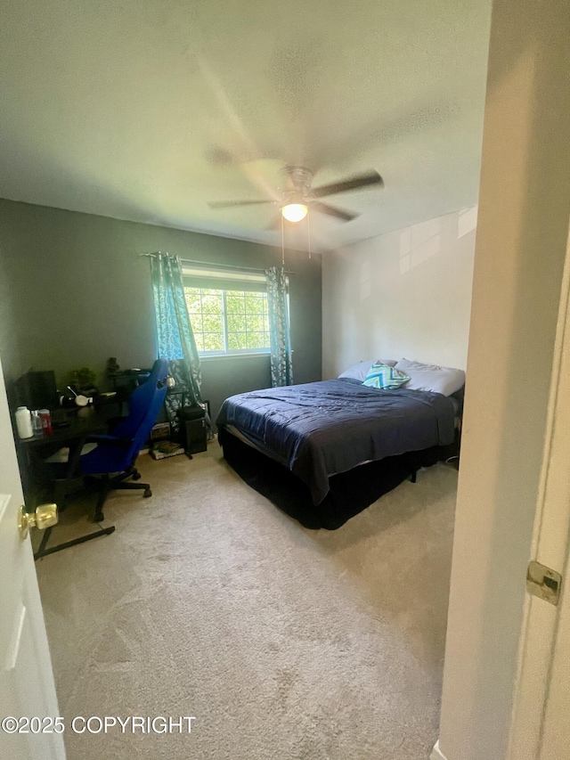 2711 N Woodfield Dr, Wasilla, AK 99654 - carpeted bedroom featuring ceiling fan and an office area