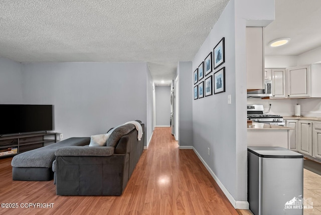 7200 Kiska Cir, Anchorage, AK 99504 - living room featuring light wood-style floors and a textured ceiling
