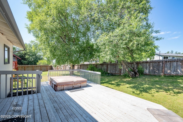 9645 Nulato Cir, Eagle River, AK 99577 - deck featuring a covered hot tub and a fenced backyard