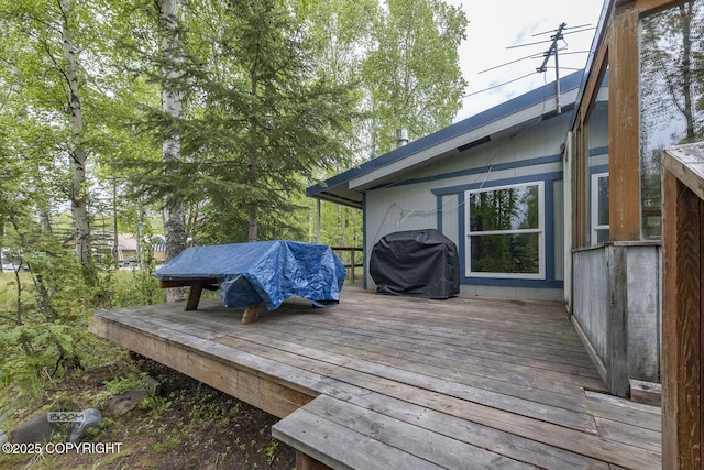1801 W That Rd, Wasilla, AK 99623 - wooden terrace featuring grilling area