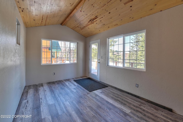 48350 Lakeside Ave, Soldotna, AK 99669 - doorway to outside featuring wood finished floors and wooden ceiling