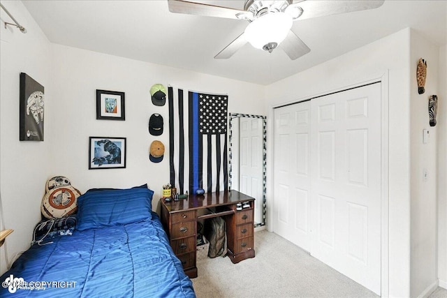 48350 Lakeside Ave, Soldotna, AK 99669 - bedroom with carpet, ceiling fan, and a closet