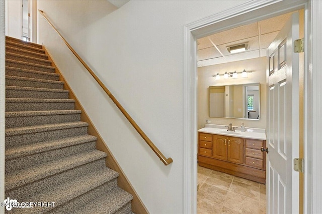 48350 Lakeside Ave, Soldotna, AK 99669 - staircase featuring a paneled ceiling