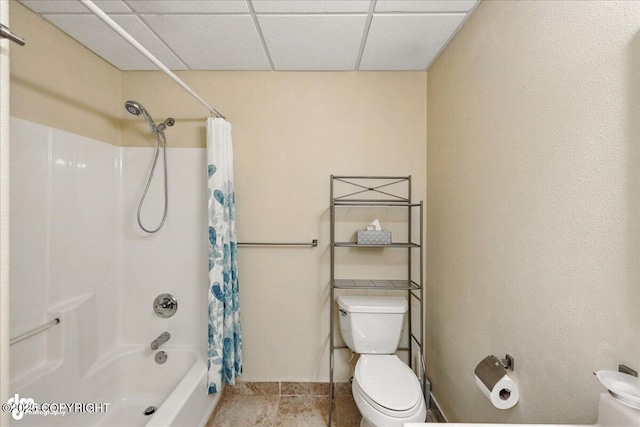 48350 Lakeside Ave, Soldotna, AK 99669 - full bathroom with shower / bath combination with curtain and a paneled ceiling