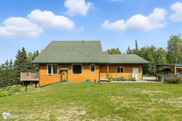 48350 Lakeside Ave, Soldotna, AK 99669 - rear view of property with a yard and a deck