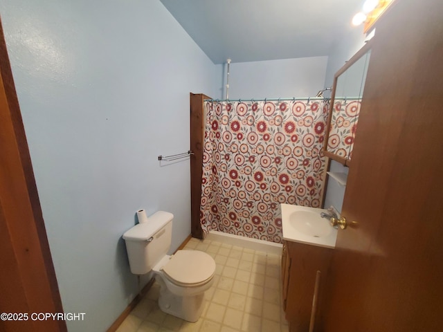 35196 Nordic Ct, Anchor Point, AK 99556 - bathroom with vanity, a shower with curtain, and tile patterned floors