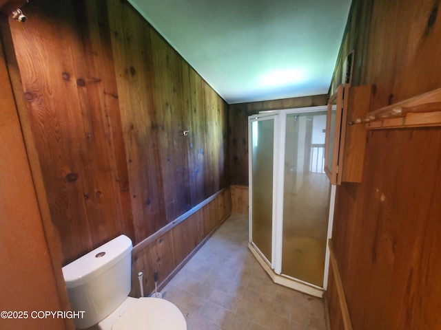 35196 Nordic Ct, Anchor Point, AK 99556 - full bath with wooden walls and a shower stall