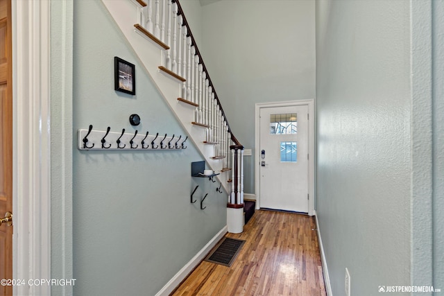 1334 K St, Anchorage, AK 99501 - entryway with wood finished floors and stairs
