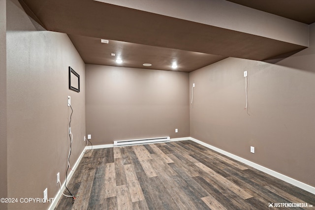 1334 K St, Anchorage, AK 99501 - finished basement featuring baseboard heating, dark wood-style flooring, and recessed lighting