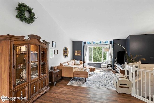 21009 River Park Dr, Eagle River, AK 99577 - living room with lofted ceiling and wood finished floors