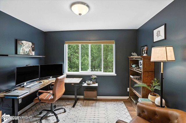21009 River Park Dr, Eagle River, AK 99577 - office with baseboards and wood finished floors