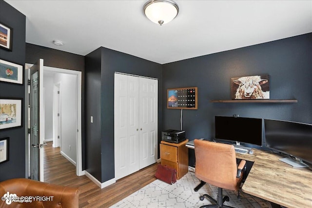 21009 River Park Dr, Eagle River, AK 99577 - office area featuring wood finished floors and baseboards