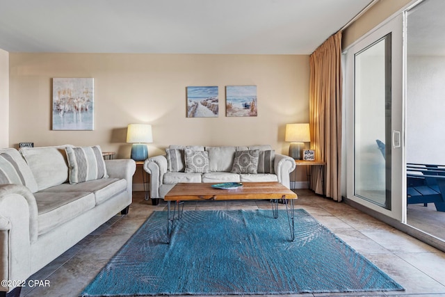 view of tiled living room