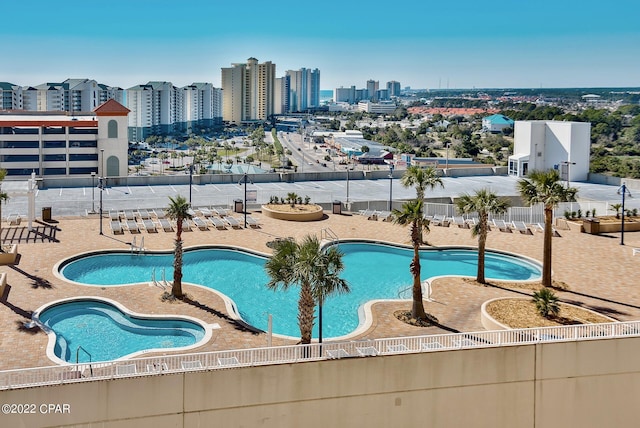 view of pool featuring a patio area