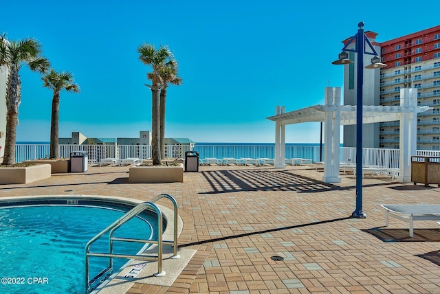 view of pool featuring a pergola and a patio area