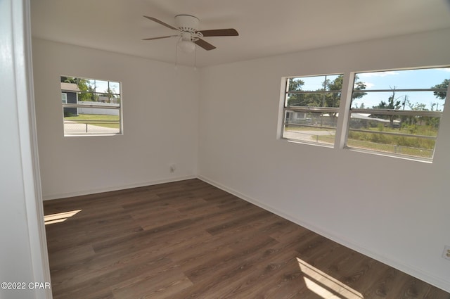 spare room featuring dark hardwood / wood-style floors and a wealth of natural light