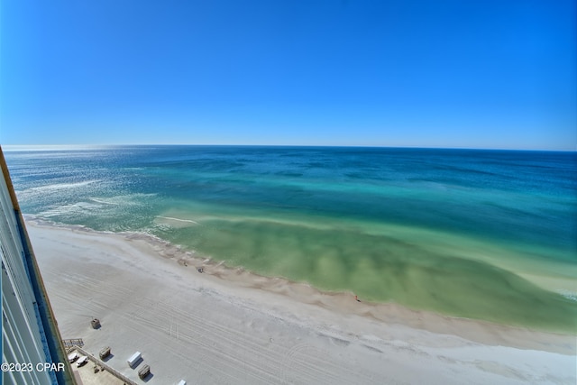 property view of water featuring a view of the beach