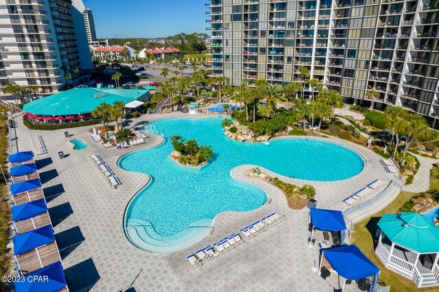 view of pool featuring a patio