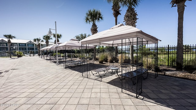 view of patio featuring a gazebo