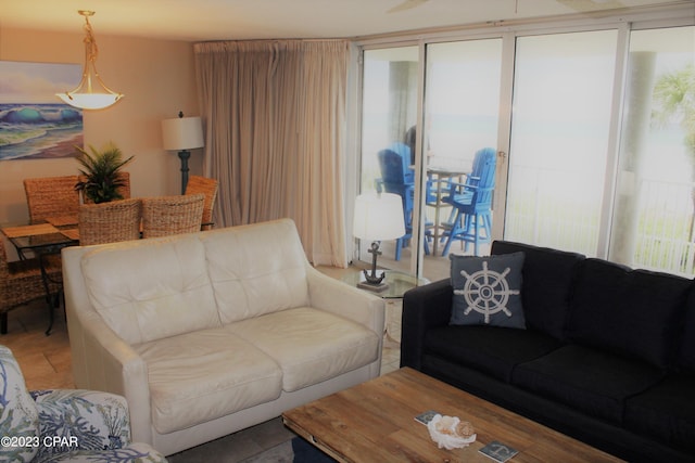 view of tiled living room