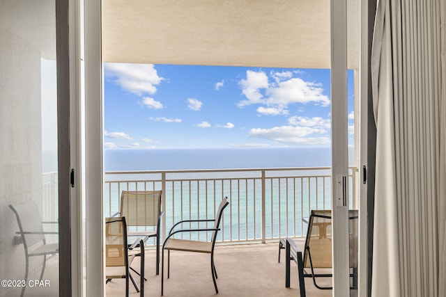 balcony with a water view