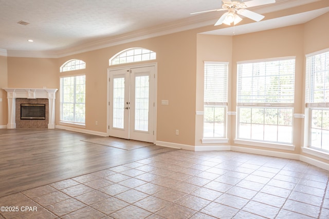 3522 Fox Run Blvd, Panama City, FL 32408 - unfurnished living room featuring baseboards, ornamental molding, and plenty of natural light