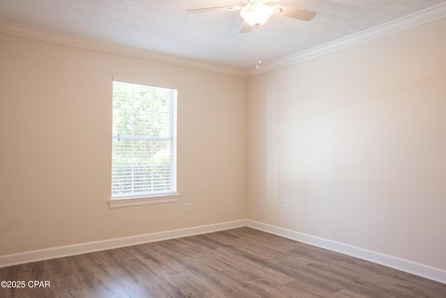 3522 Fox Run Blvd, Panama City, FL 32408 - unfurnished room featuring a ceiling fan, ornamental molding, wood finished floors, and plenty of natural light