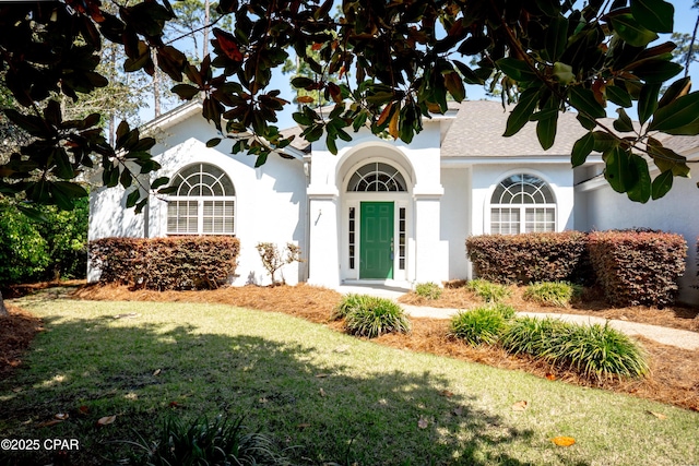 3522 Fox Run Blvd, Panama City, FL 32408 - entrance to property with a lawn and stucco siding