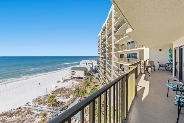 exterior space featuring a beach view