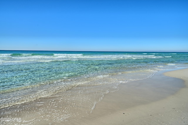 property view of water featuring a view of the beach