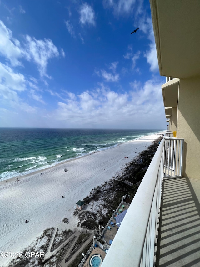 view of water feature featuring a view of the beach