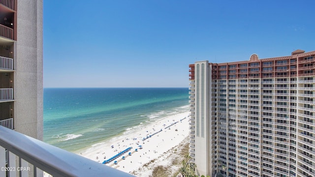 property view of water with a beach view