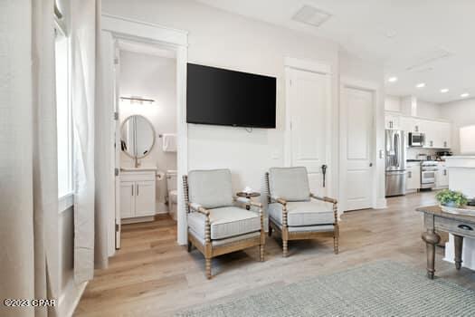 living area featuring light wood-type flooring