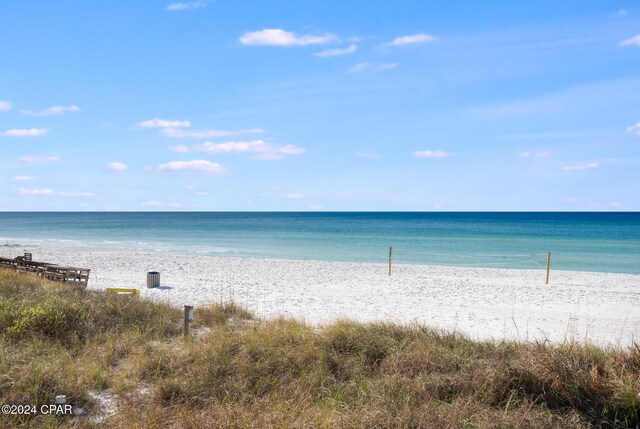 view of water feature with a view of the beach