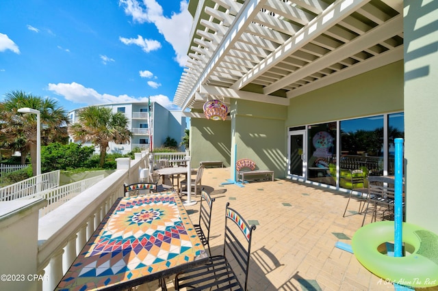 view of patio / terrace featuring a pergola