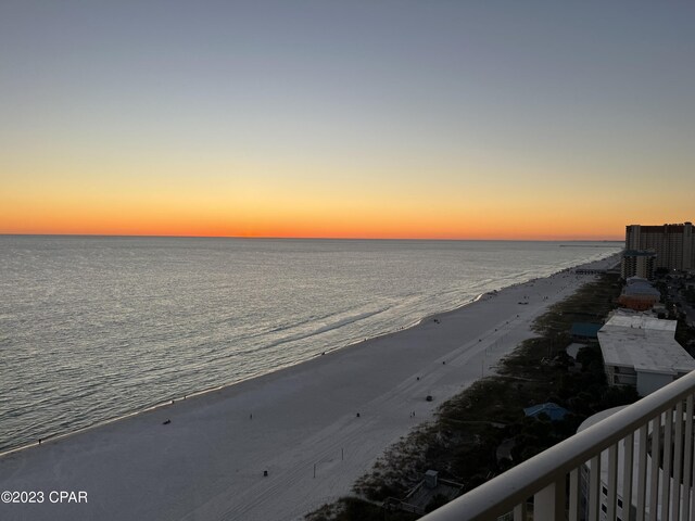 property view of water with a beach view