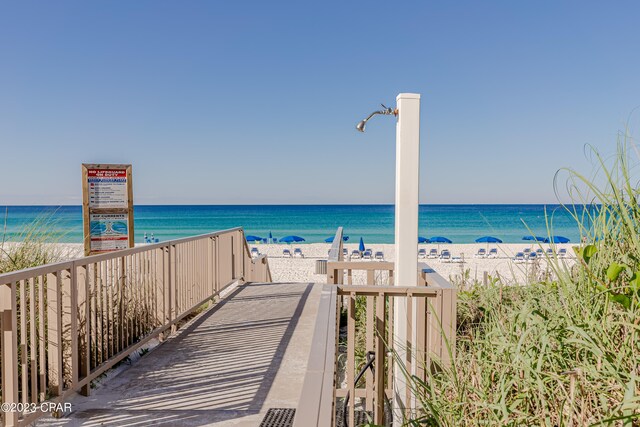 property view of water with a beach view