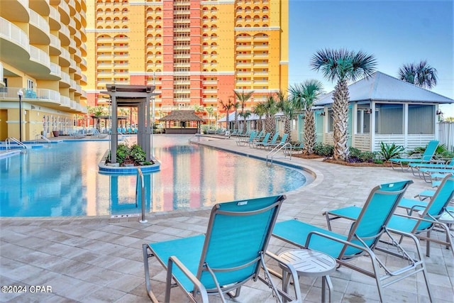 view of pool featuring a patio area