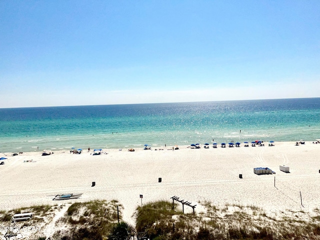 view of water feature featuring a view of the beach